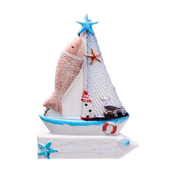 Puckator 3D Printed Souvenir Seaside Magnet Sailing Boat Sign & Fish