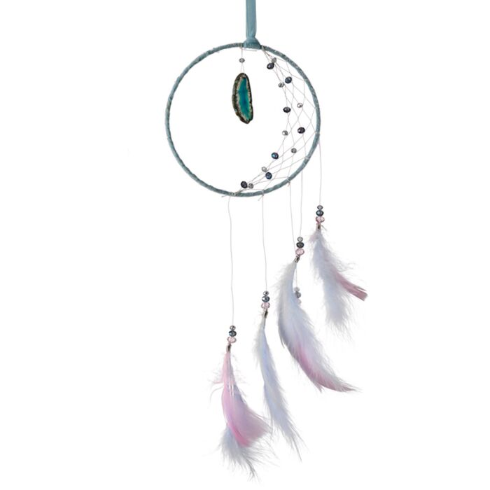 Puckator White Sickle Crescent Moon Dreamcatcher with Agate Charm
