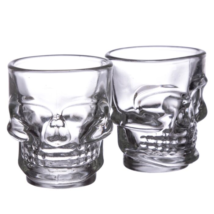 Puckator Set of 2 Skulls and Roses Glass Skull Shot Glasses (60ml)