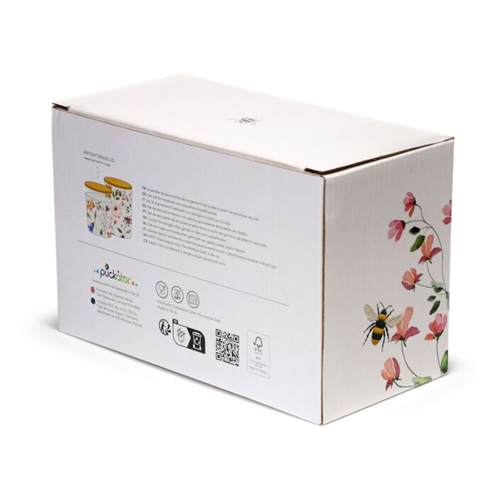 Puckator Nectar Meadows Set of 2 RPET & Bamboo Storage Jars S/M