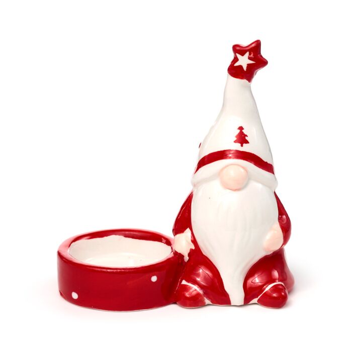 Puckator Ceramic Christmas Gonk Tea Light Candle Holder