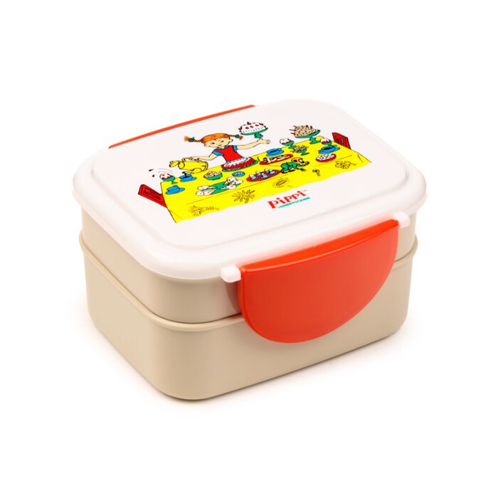 Puckator Pippi Longstocking Clip Lock Stacked Bento Lunch Box with Cutlery