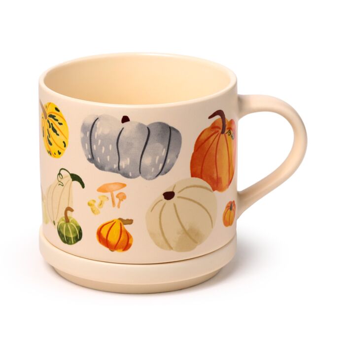 Puckator Autumn Harvest Porcelain Mug & Coaster Lid Set