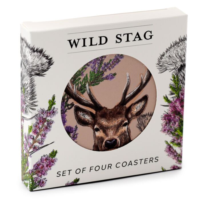 Puckator Wild Stag Set of 4 Cork Coasters