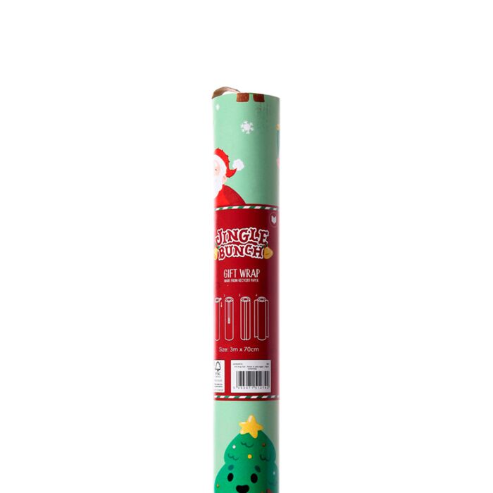 Puckator Christmas Jingle Bunch 3m Wrapping Paper Roll