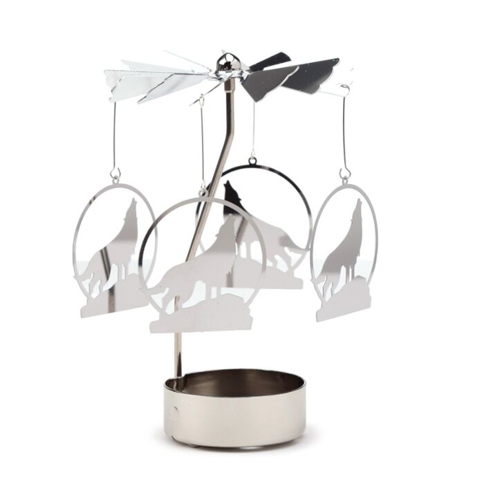 Puckator Howling Wolf Rotating Carousel Spinning Tea Light Candle Holder