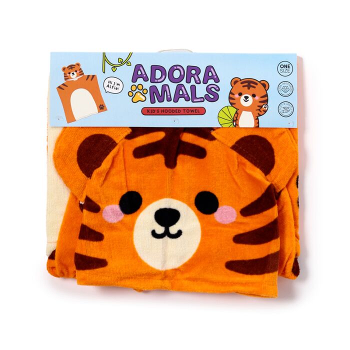 Puckator Alfie the Tiger Adoramals Kids Hooded Towel