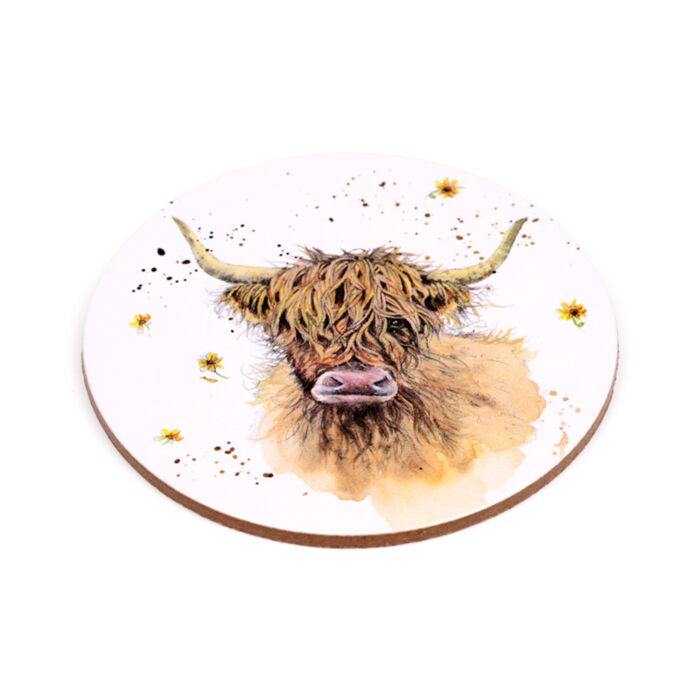 Puckator Jan Pashley Highland Coo Set of 4 Cork Coasters