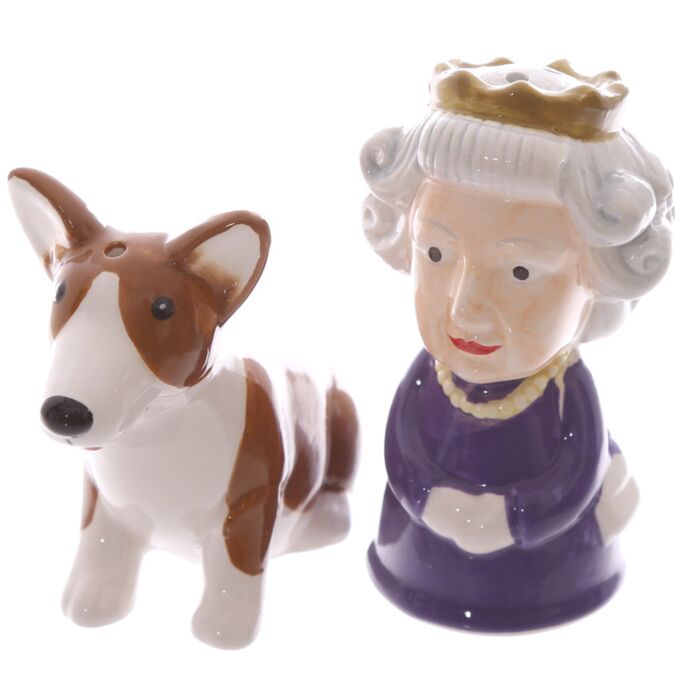 Puckator Queen & Corgi Ceramic Salt & Pepper Set