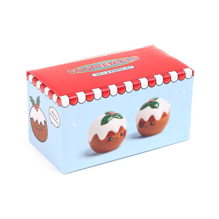 Puckator Christmas Pudding Foodiemals Ceramic Salt & Pepper Set