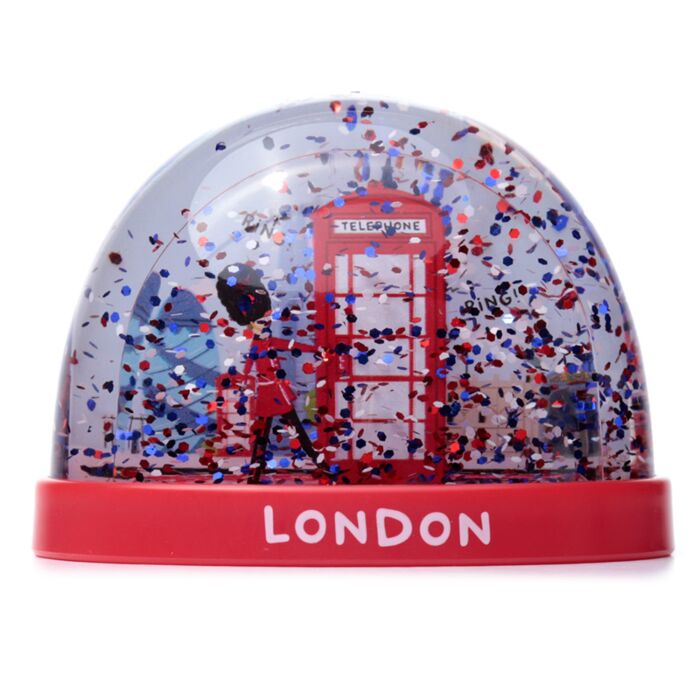 Puckator London Souvenir Red Telephone Box & Guardsman Medium Glitter Snow Storm