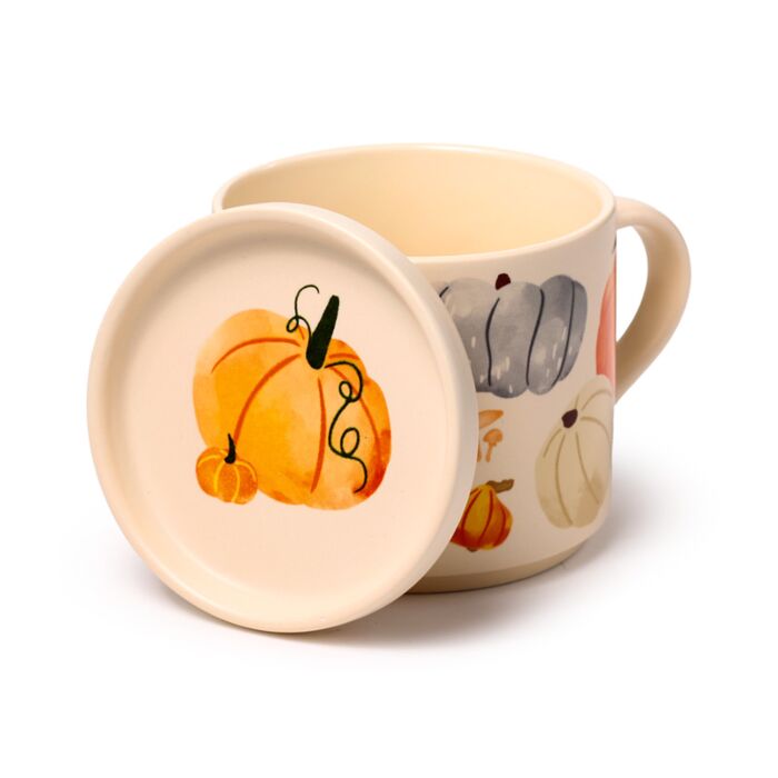 Puckator Autumn Harvest Porcelain Mug & Coaster Lid Set