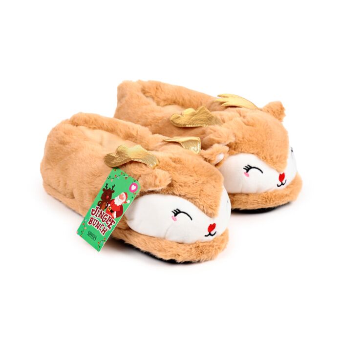 Puckator Jingle Bunch Christmas Reindeer Slippers (Unisex One Size)