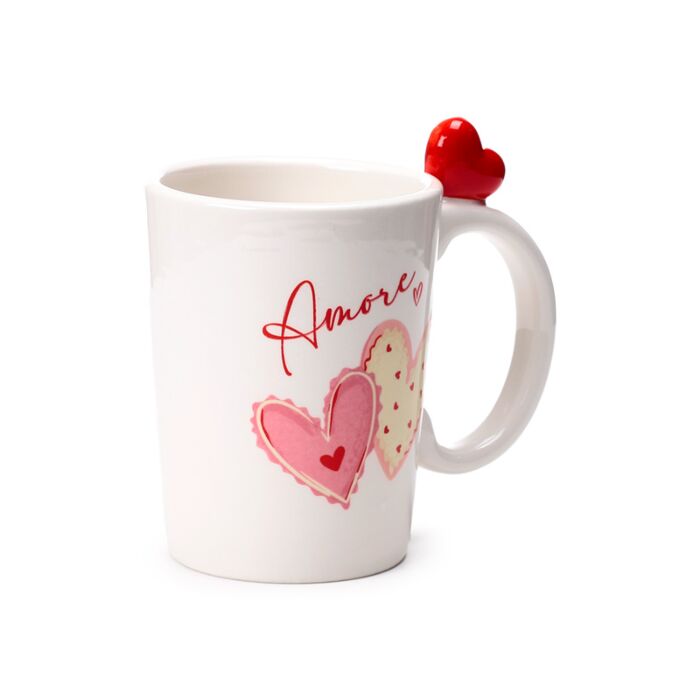 Puckator Amore Hearts Ceramic Shaped Handle Mug