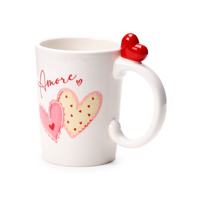 Puckator Amore Hearts Ceramic Shaped Handle Mug