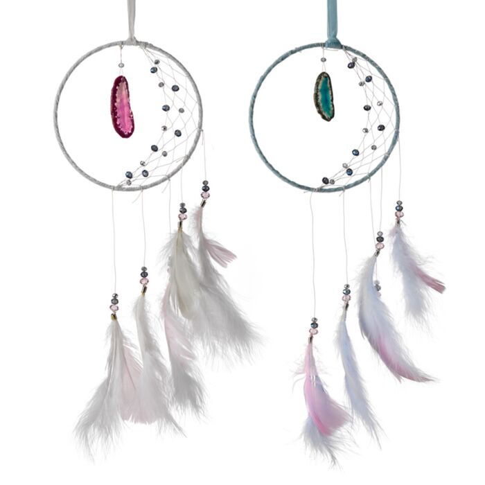 Puckator White Sickle Crescent Moon Dreamcatcher with Agate Charm