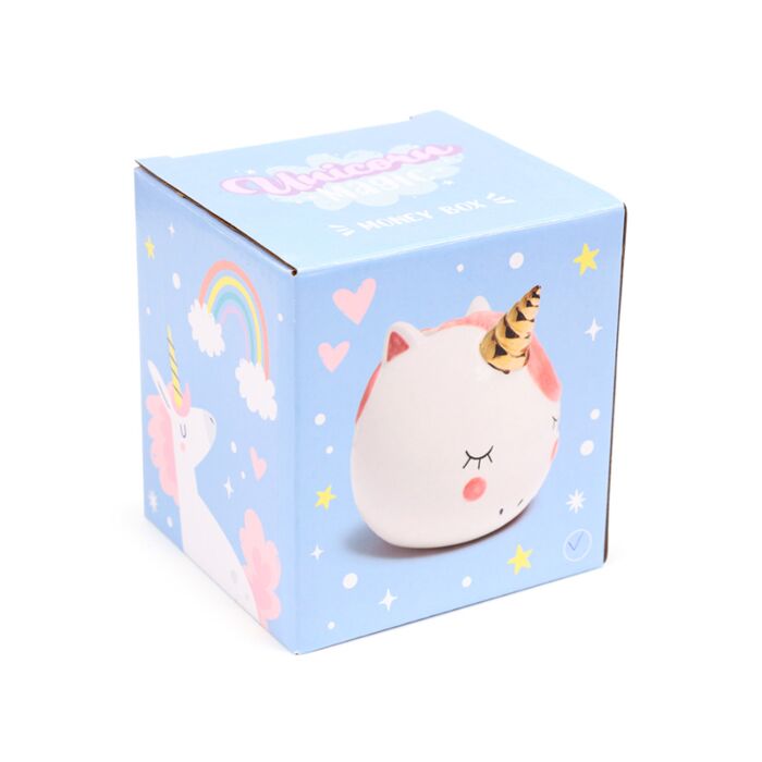 Puckator Enchanted Rainbows Unicorn White Ceramic Money Box