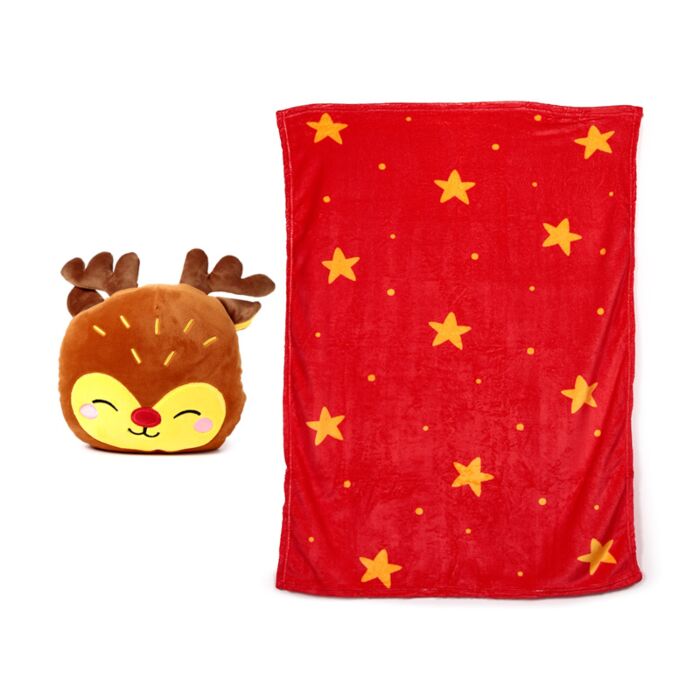 Puckator Blankeazzz Christmas Festive Friends Rudolph 2-in-1 Plush Toy & Travel Blanket
