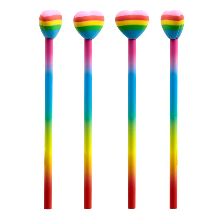 Puckator Rainbow Heart Pencil & Eraser Topper