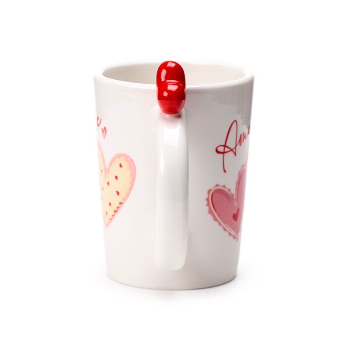 Puckator Amore Hearts Ceramic Shaped Handle Mug