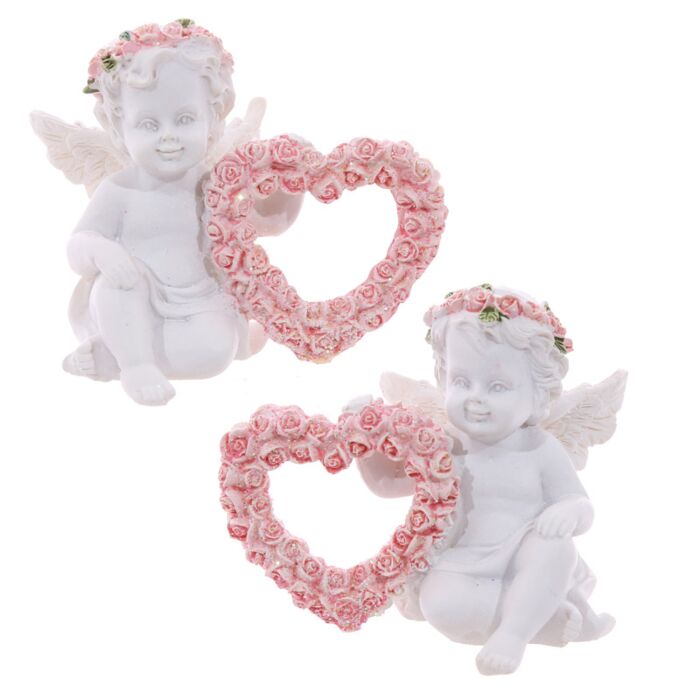Puckator Cherub with Pink Rose Heart