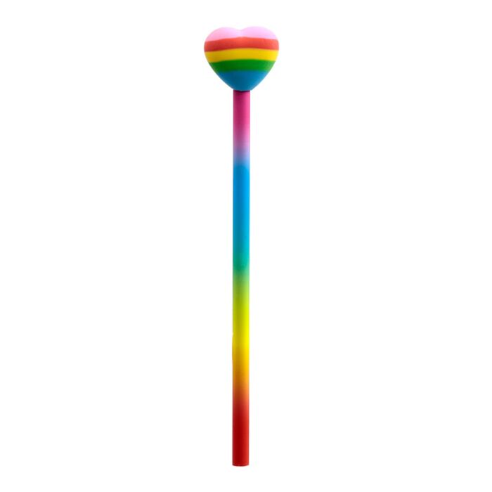 Puckator Rainbow Heart Pencil & Eraser Topper