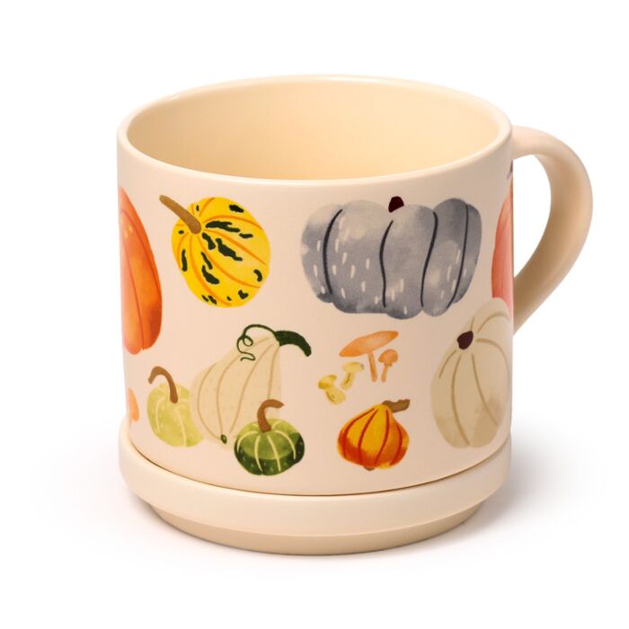 Puckator Autumn Harvest Porcelain Mug & Coaster Lid Set