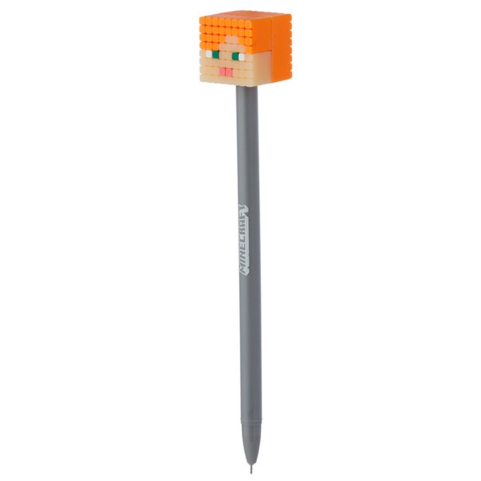 Puckator Minecraft Fine Tip Pen with Silicone Topper (Alex/Steve/Creeper/Enderman)