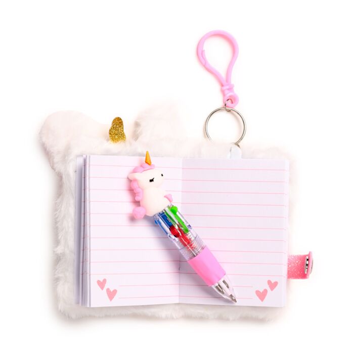 Puckator Unicorn Magic Plush A7 Mini Notepad & Multi Colour Pen (4 Colours)
