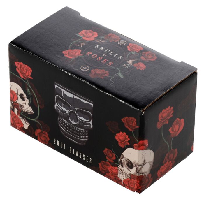 Puckator Set of 2 Skulls and Roses Glass Skull Shot Glasses (60ml)
