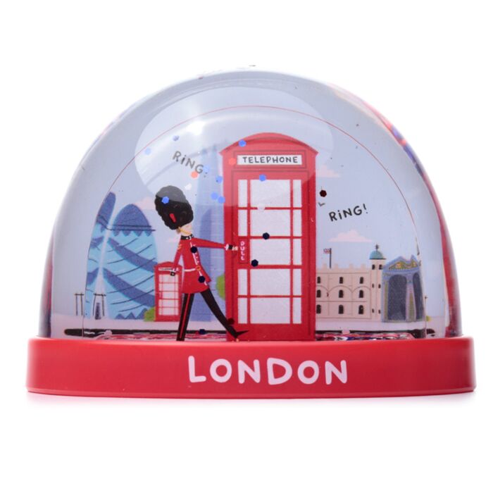 Puckator London Souvenir Red Telephone Box & Guardsman Medium Glitter Snow Storm