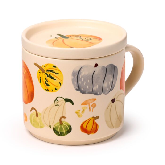 Puckator Autumn Harvest Porcelain Mug & Coaster Lid Set