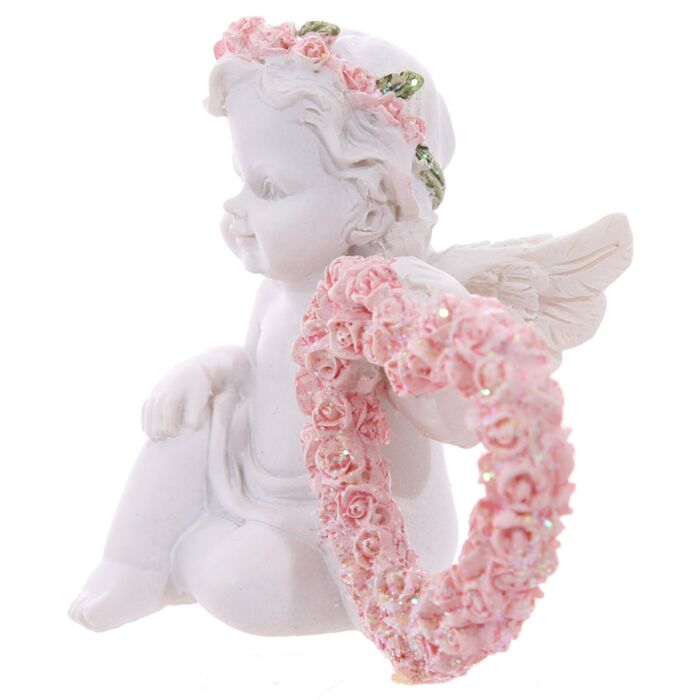 Puckator Cherub with Pink Rose Heart