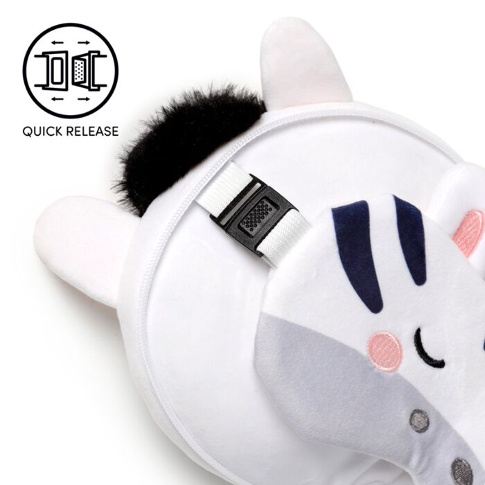 Puckator Relaxeazzz Adoramals Bali the Zebra Plush Travel Pillow & Eye Mask