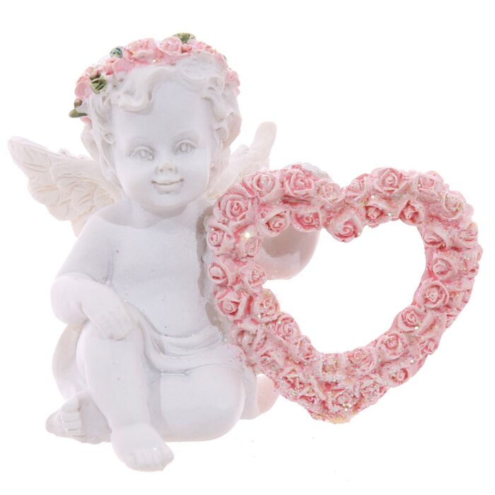 Puckator Cherub with Pink Rose Heart