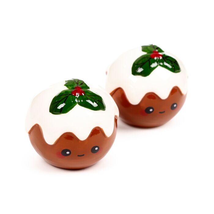 Puckator Christmas Pudding Foodiemals Ceramic Salt & Pepper Set
