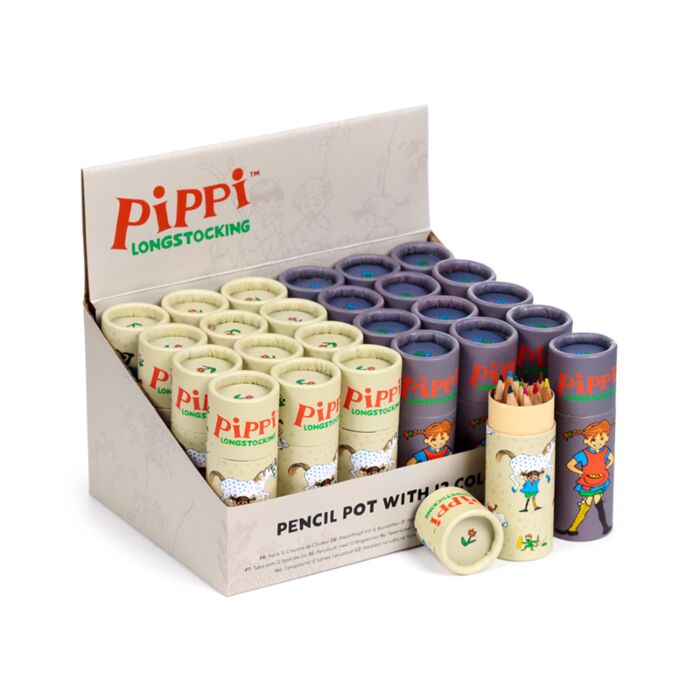 Puckator Pippi Longstocking Pencil Pot with 12 Colouring Pencils
