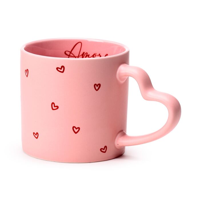 Puckator Amore Heart Porcelain Shaped Handle Mug