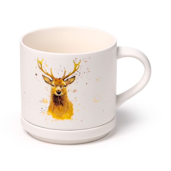 Puckator Jan Pashley Stag Porcelain Mug & Coaster Lid Set