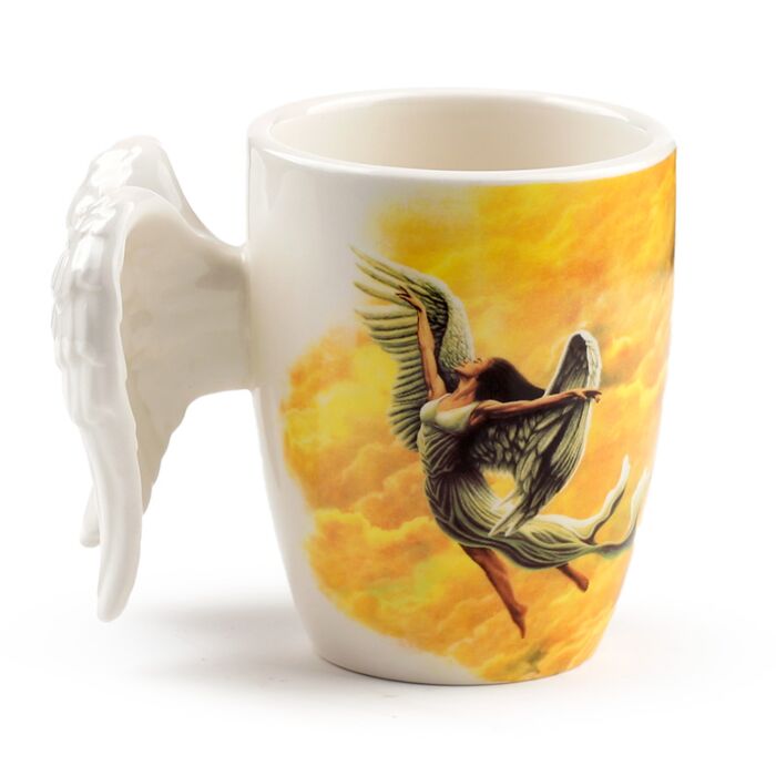 Puckator Angel Wings Ceramic Shaped Handle Mug with Decal