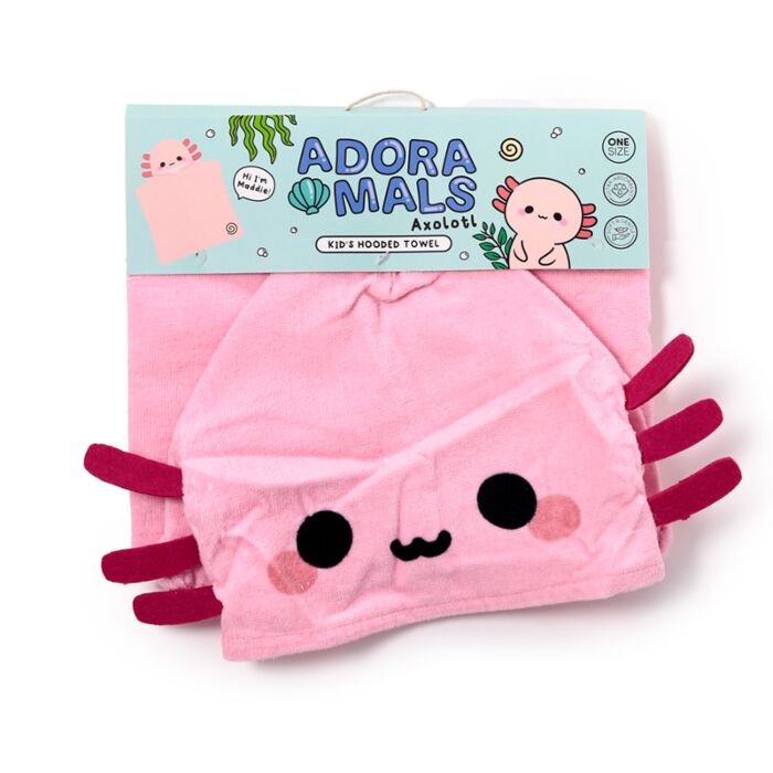 Puckator Maddie the Axolotl Adoramals Kids Hooded Towel