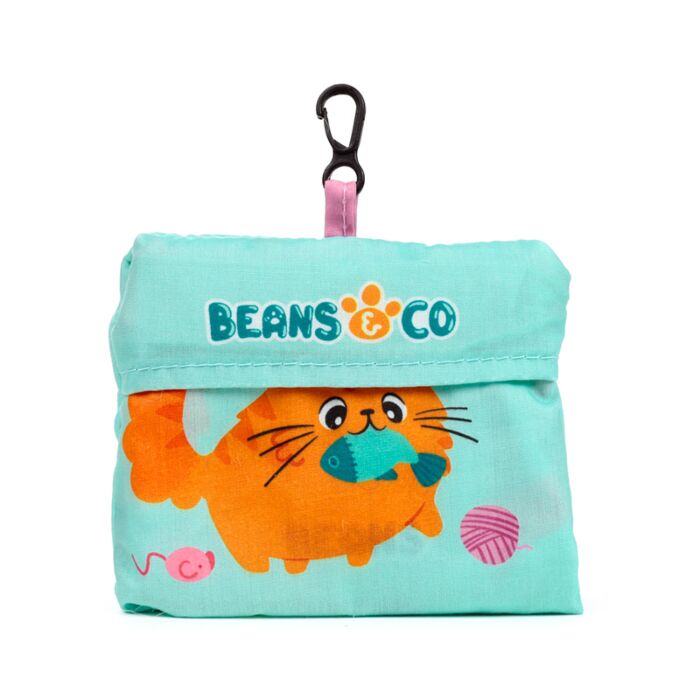 Puckator Foldable Reusable RPET Shopping Bag Beans & Co Cats