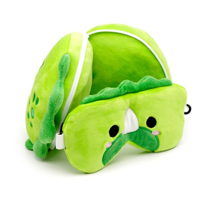 Puckator Relaxeazzz Adoramals Dinosaur Plush Travel Pillow & Eye Mask