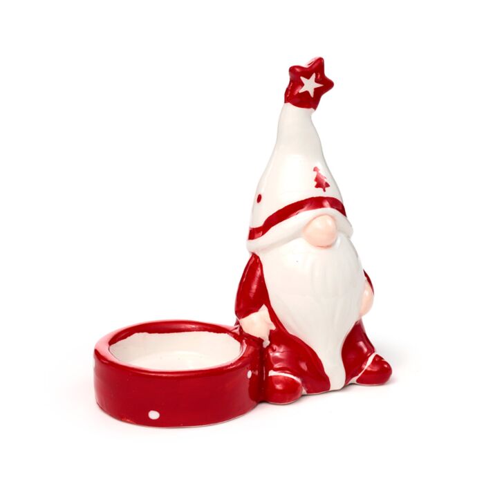 Puckator Ceramic Christmas Gonk Tea Light Candle Holder