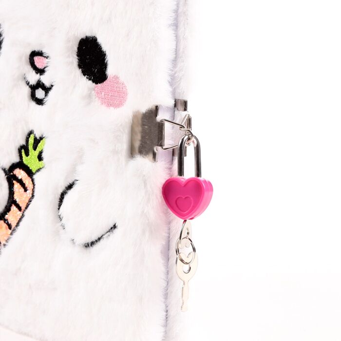Puckator Adoramals Frances the Rabbit Plush Lockable Notebook with Padlock & Key