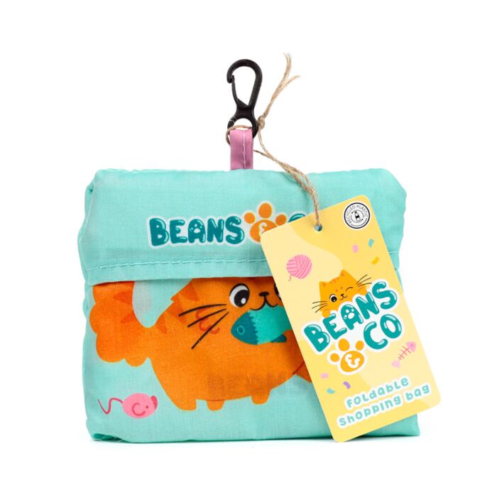 Puckator Foldable Reusable RPET Shopping Bag Beans & Co Cats