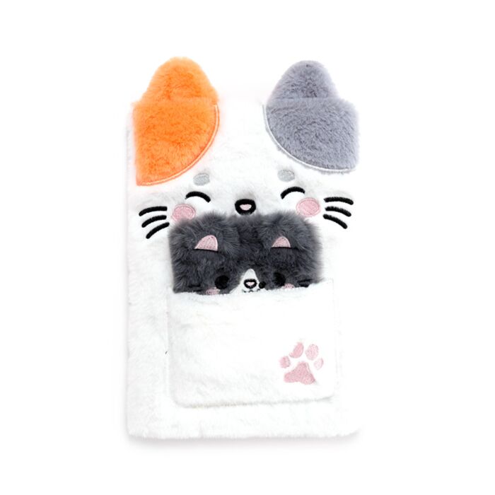 Puckator Adoramals Lola the Cat Plush Notebook with Pouch & Mini Notebook