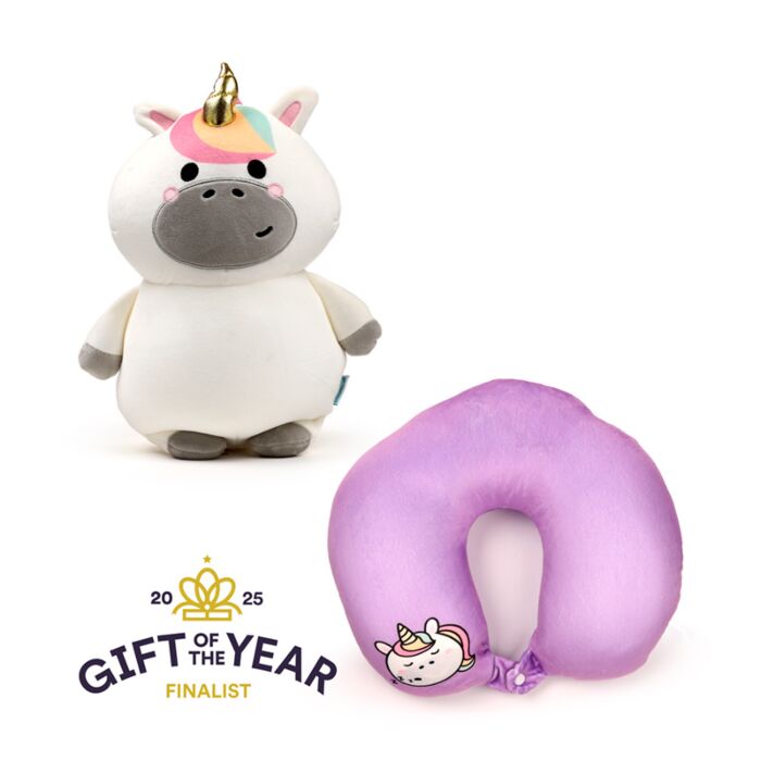 Puckator Swapseazzz Adoracorns Unicorn 2-in-1 Plush Travel Pillow & Toy