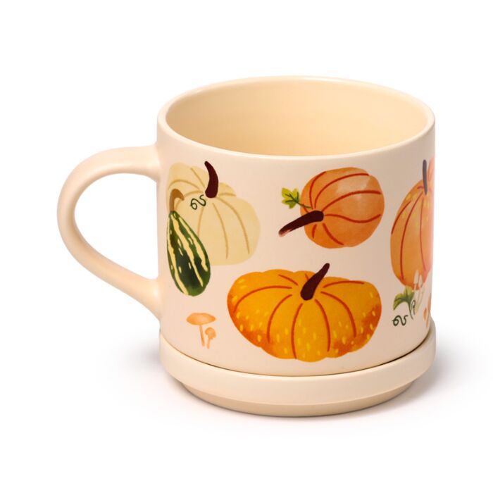 Puckator Autumn Harvest Porcelain Mug & Coaster Lid Set