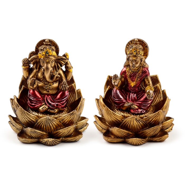 Puckator Gold Ganesh & Lakshmi Lotus Set of 2